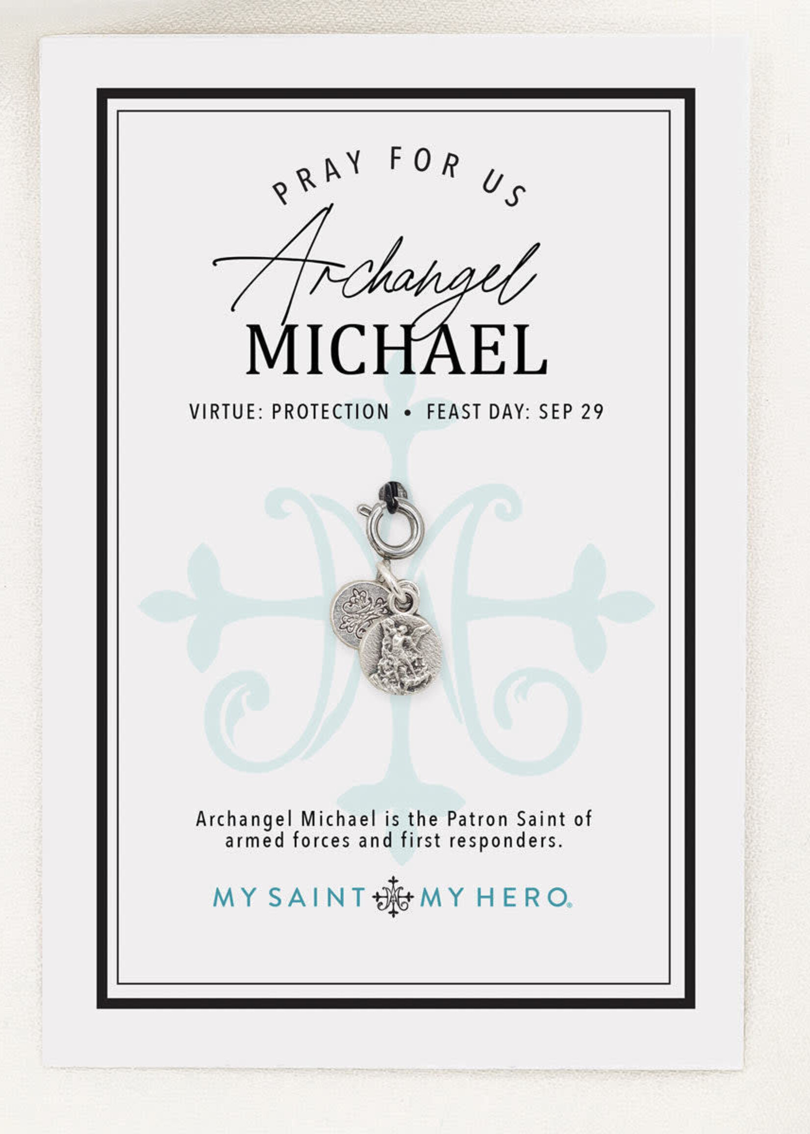 My Saint My Hero Archangel Michael Charm- Large, Silver