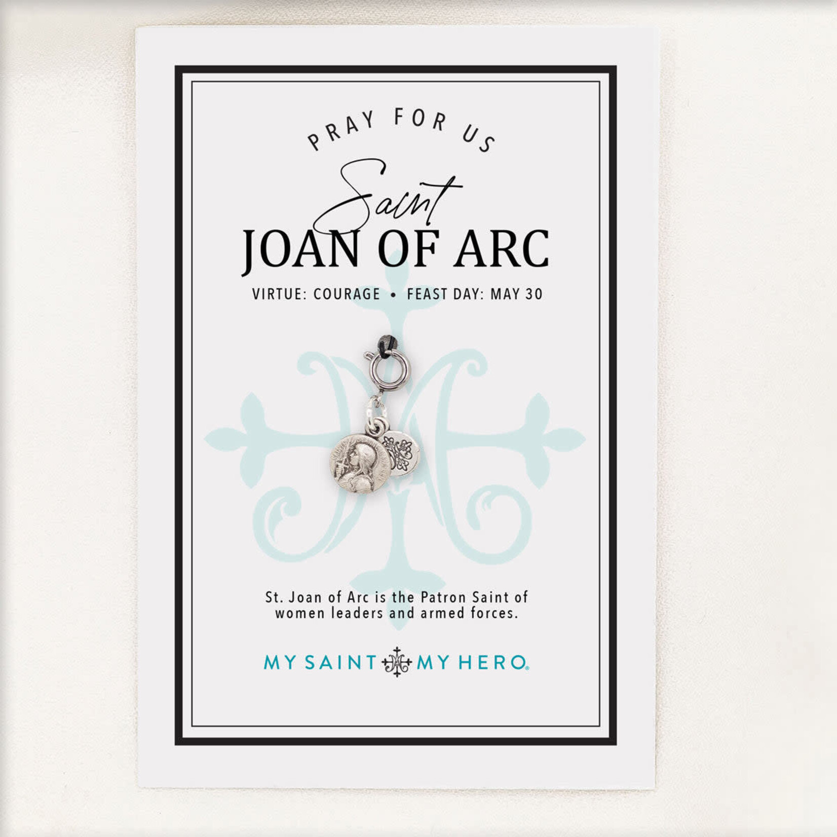 My Saint My Hero Charm St Joan of Arc Silver