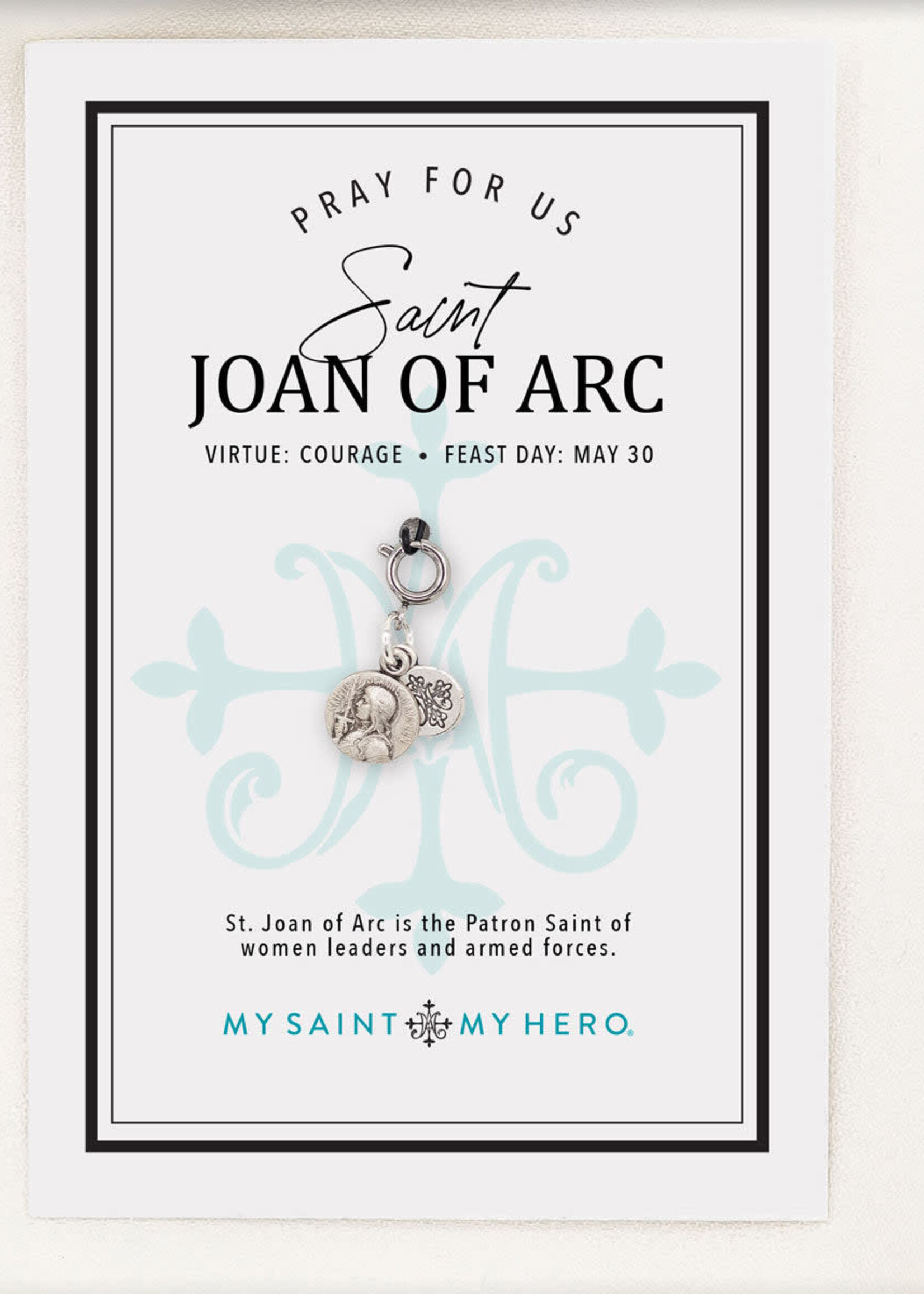 My Saint My Hero Charm St Joan of Arc Silver