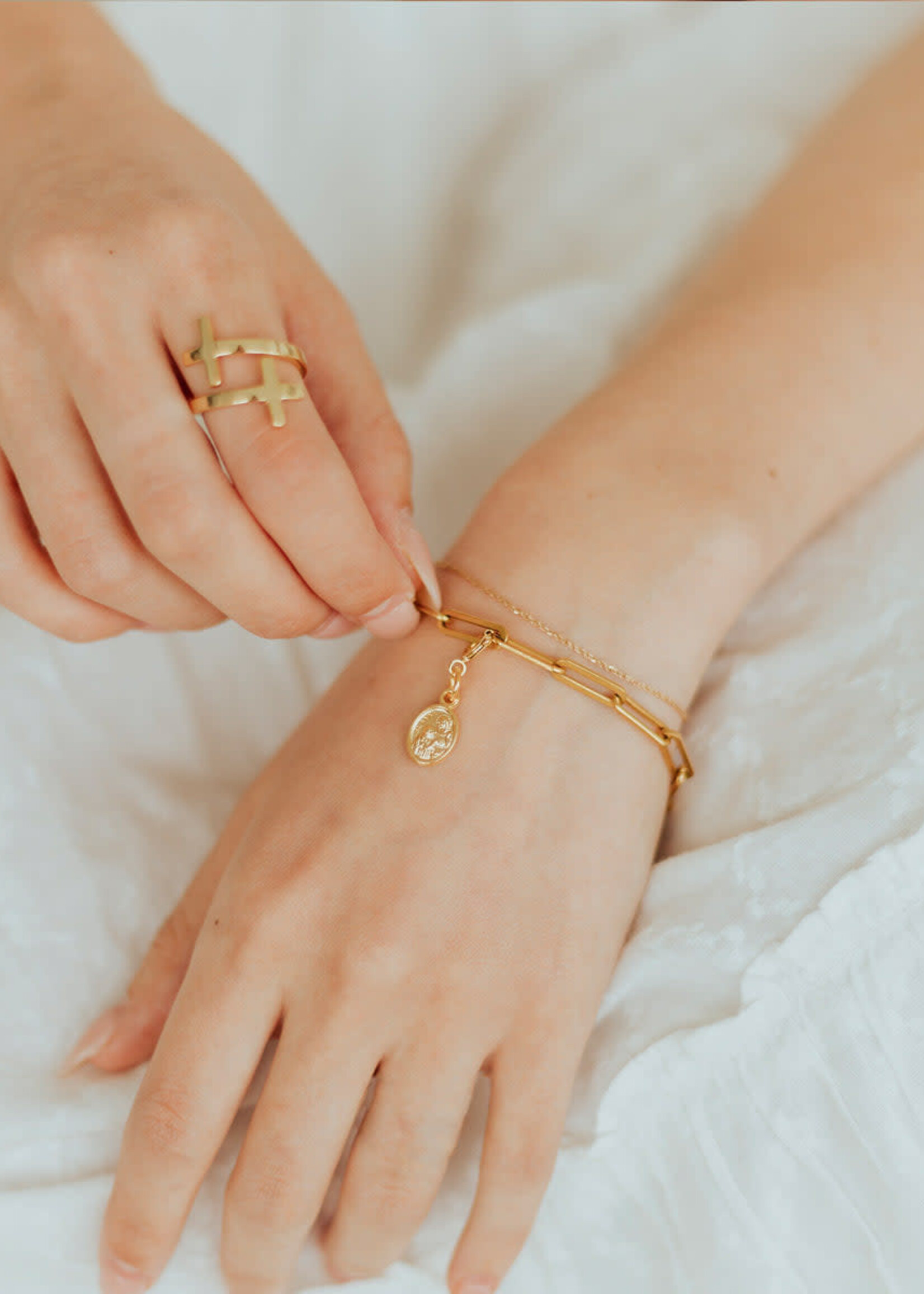 My Saint My Hero St. Anne Charm- Small, Gold