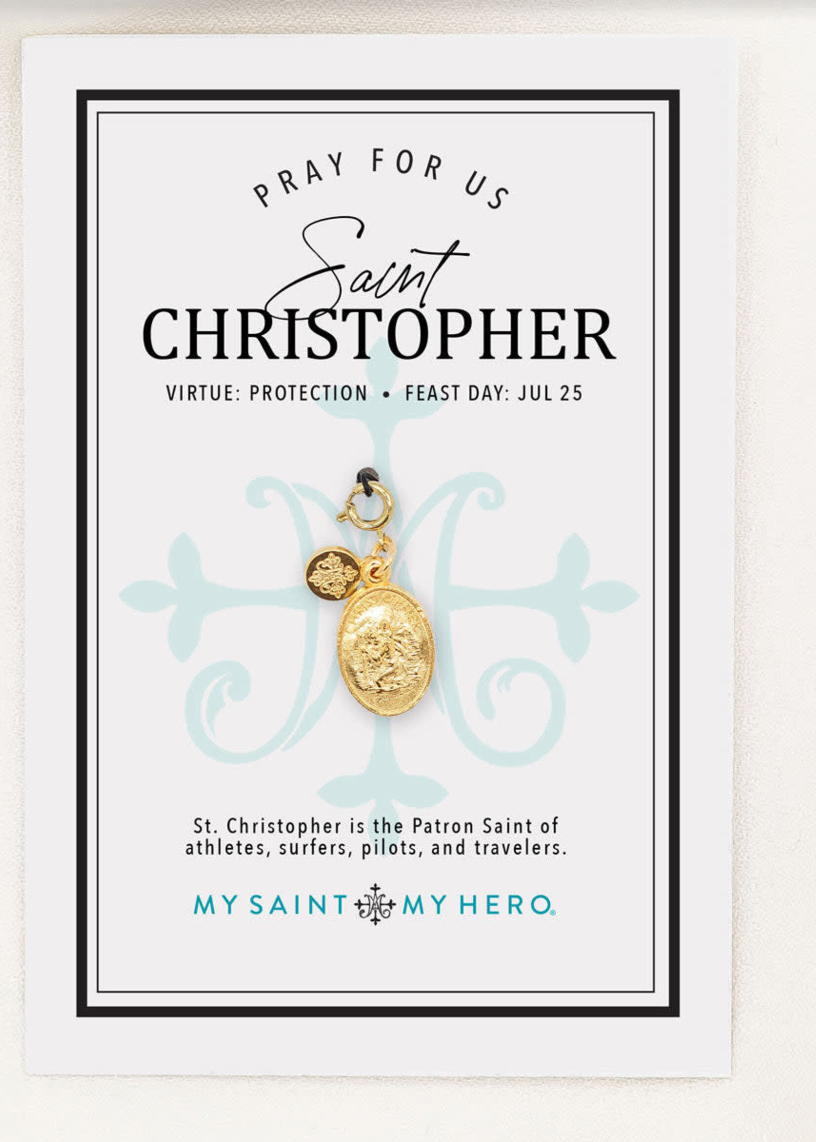 My Saint My Hero St Christopher Charm- Large, Gold