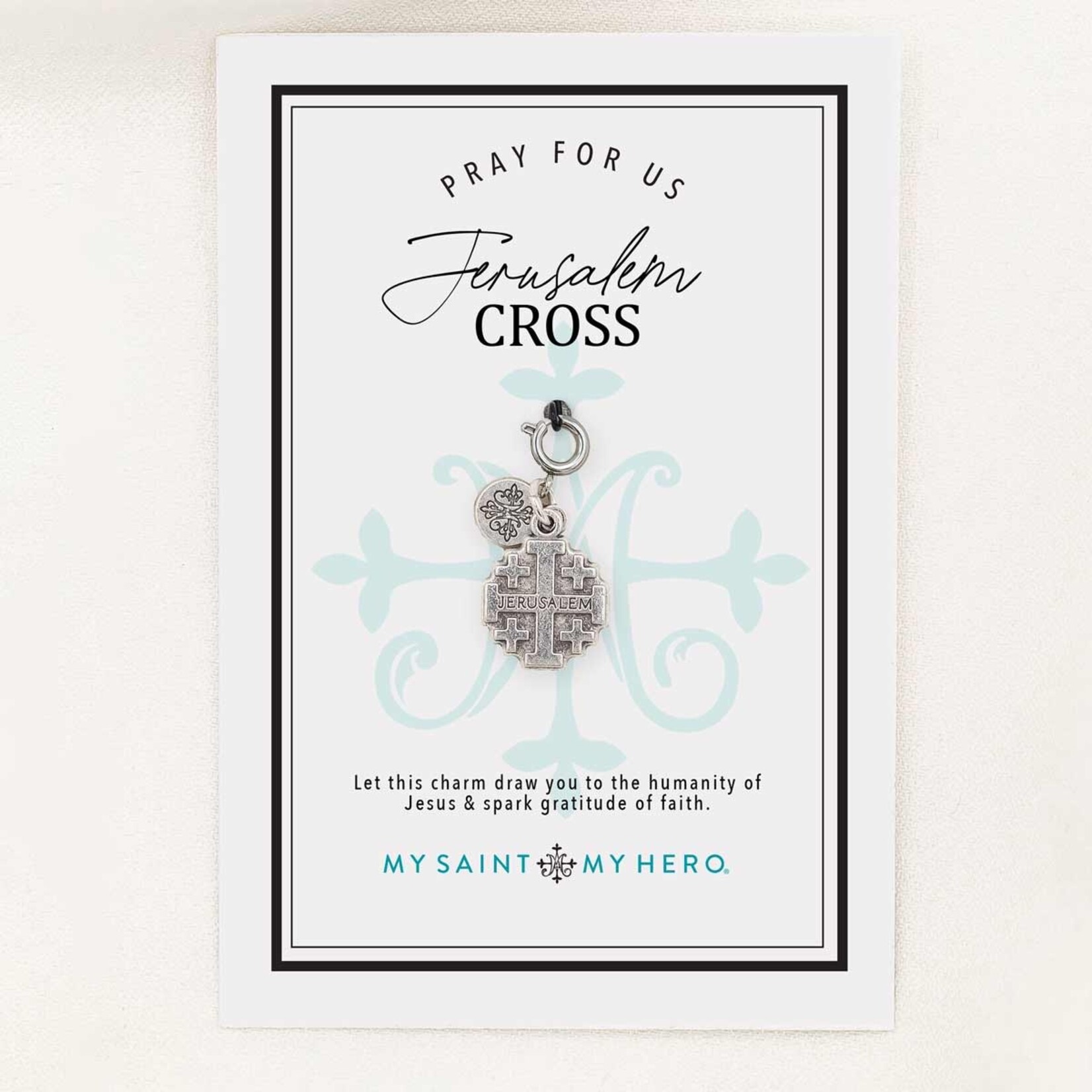 My Saint My Hero Jerusalem Cross Charm