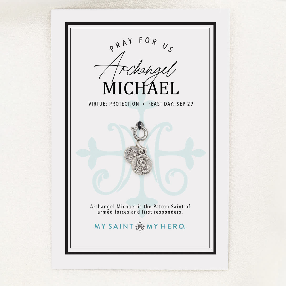 My Saint My Hero Archangel Michael Charm- Small, Silver