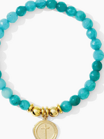 Splendid Iris Stretch Stone Bracelet w/ Cross - Seafoam