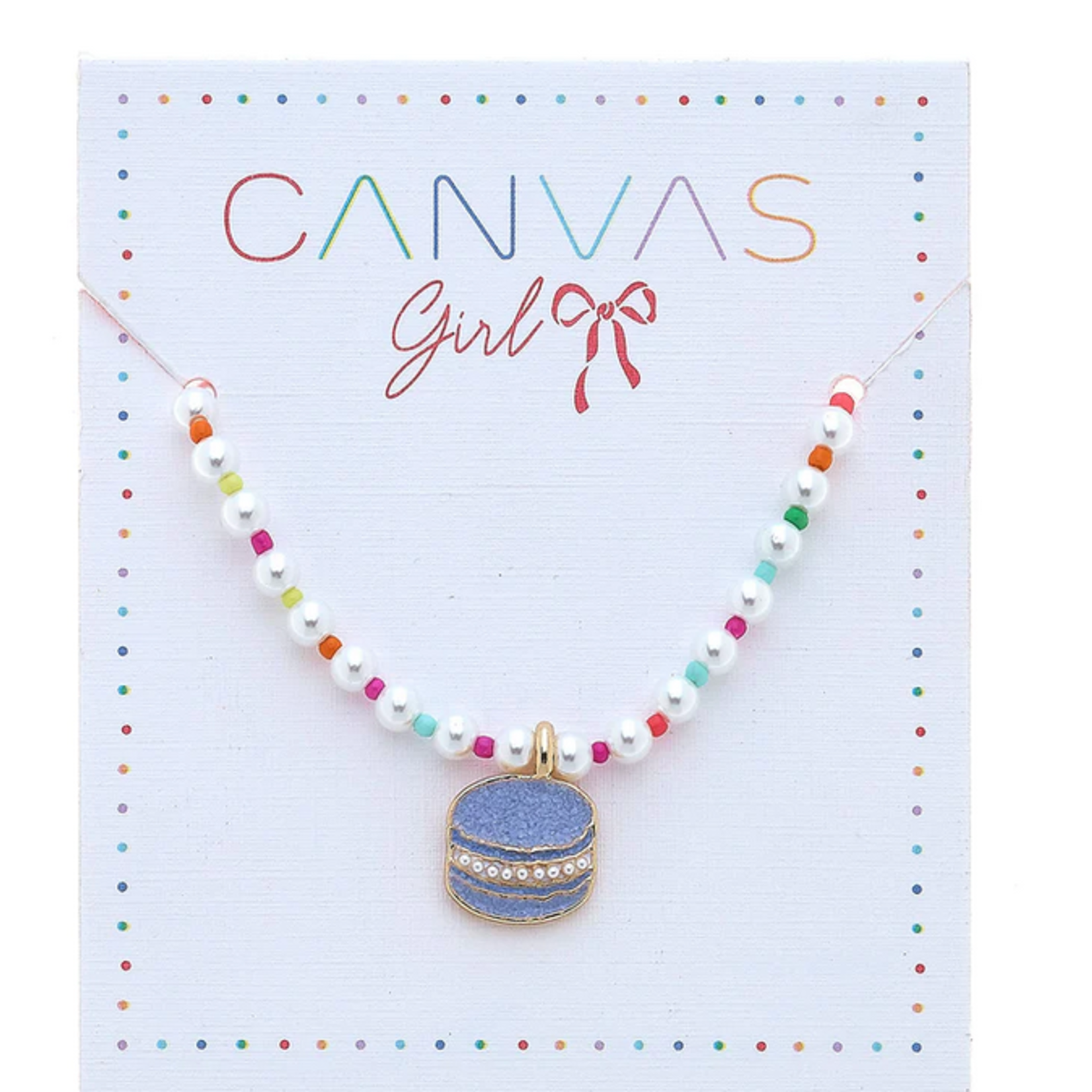 Canvas Jane Macaroon Pearl Children's Necklace, Purple