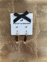 Violet & Brooks Cleo Crystal Huggie Burgundy