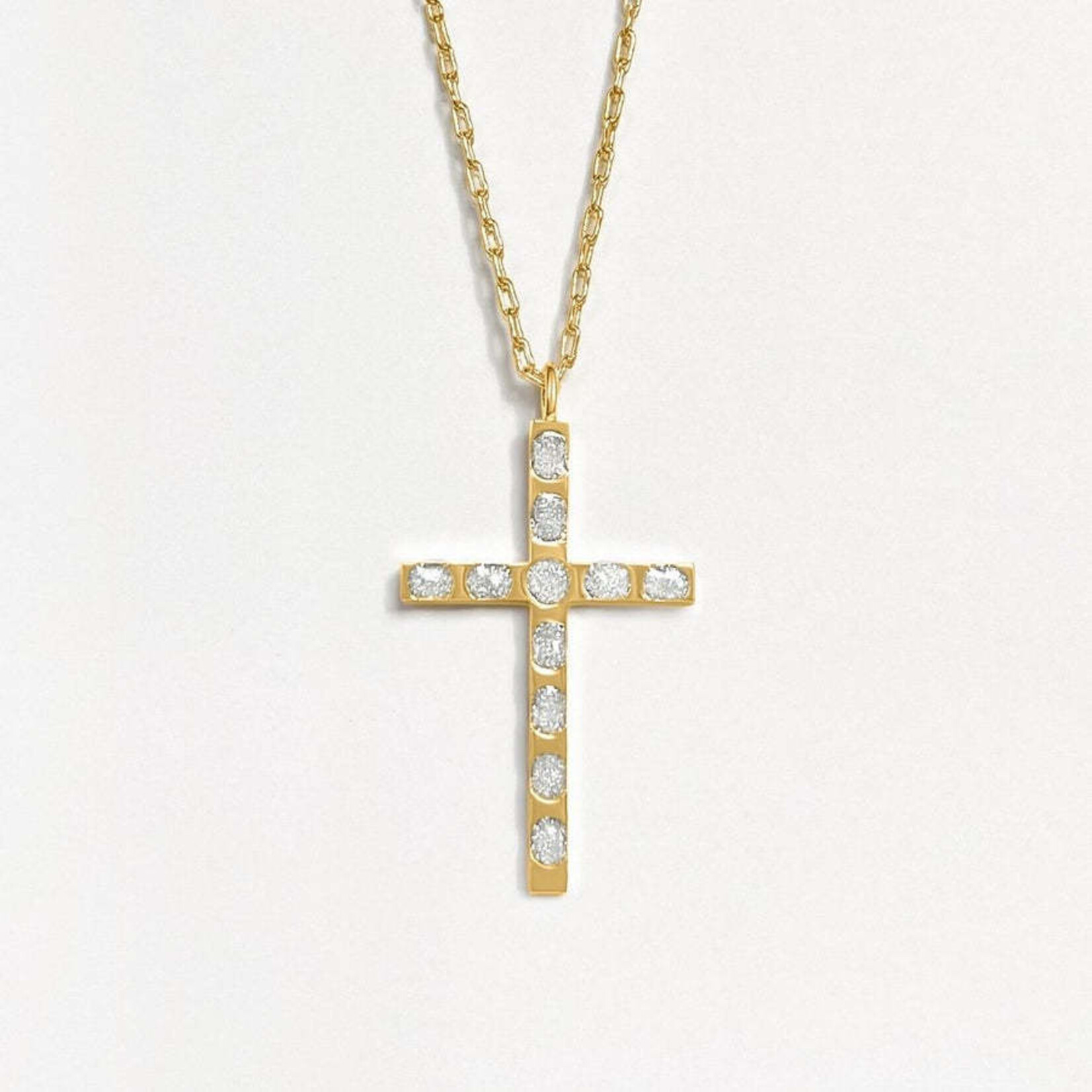 Fortune & Frame C1 Cross Pendant (Crystal)- Gold