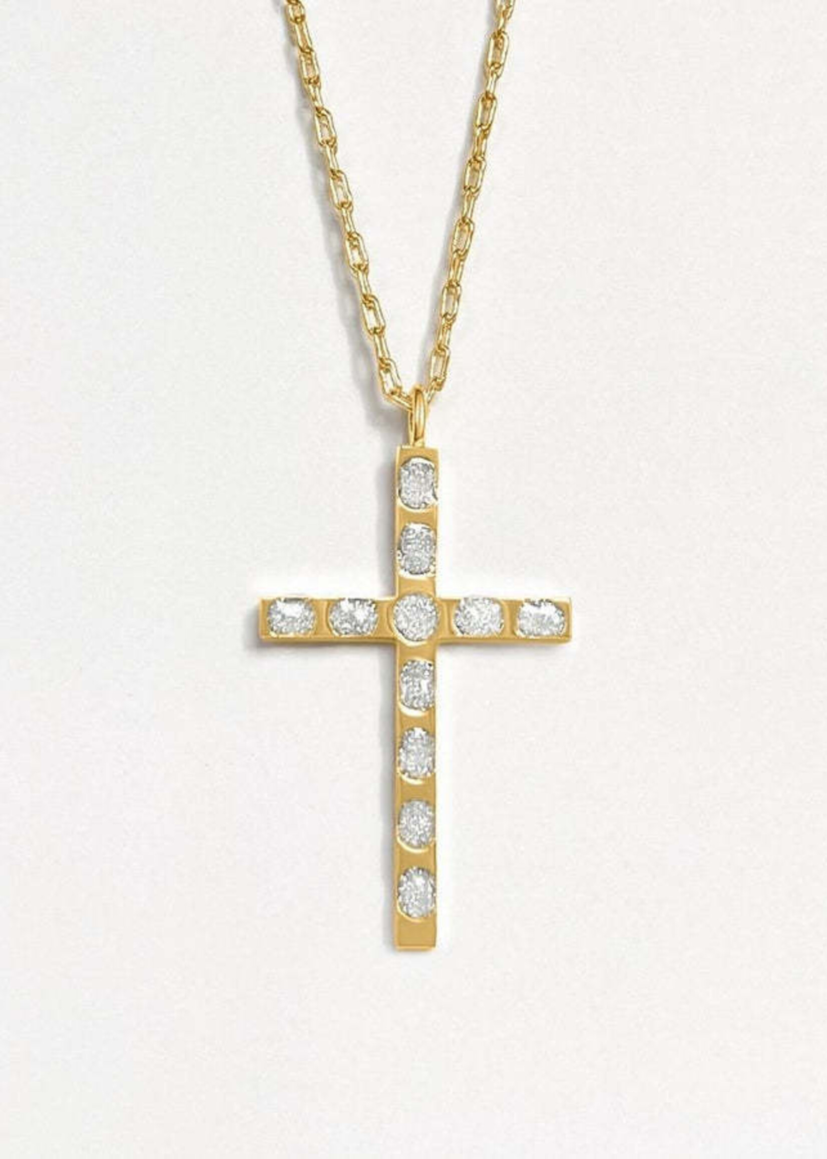 Fortune & Frame C1 Cross Pendant (Crystal)- Gold
