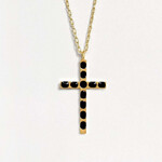 Fortune & Frame C1 Cross Pendant (Onyx)-Gold