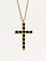 Fortune & Frame C1 Cross Pendant (Onyx)-Gold