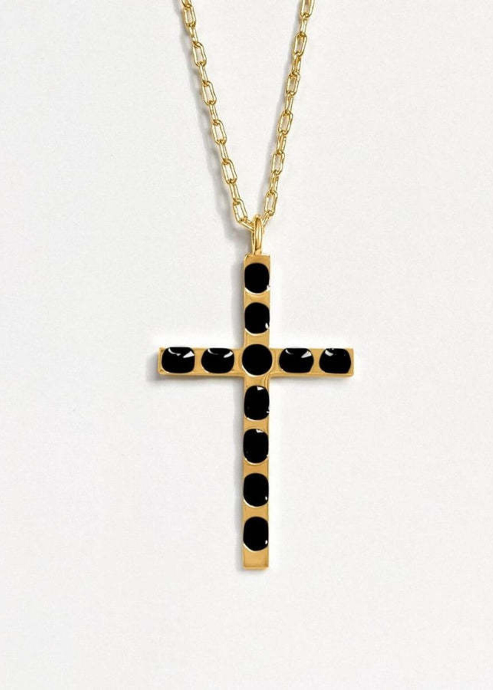 Fortune & Frame C1 Cross Pendant (Onyx)-Gold