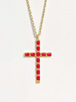 Fortune & Frame C1 Cross Pendant (Pink)- Gold