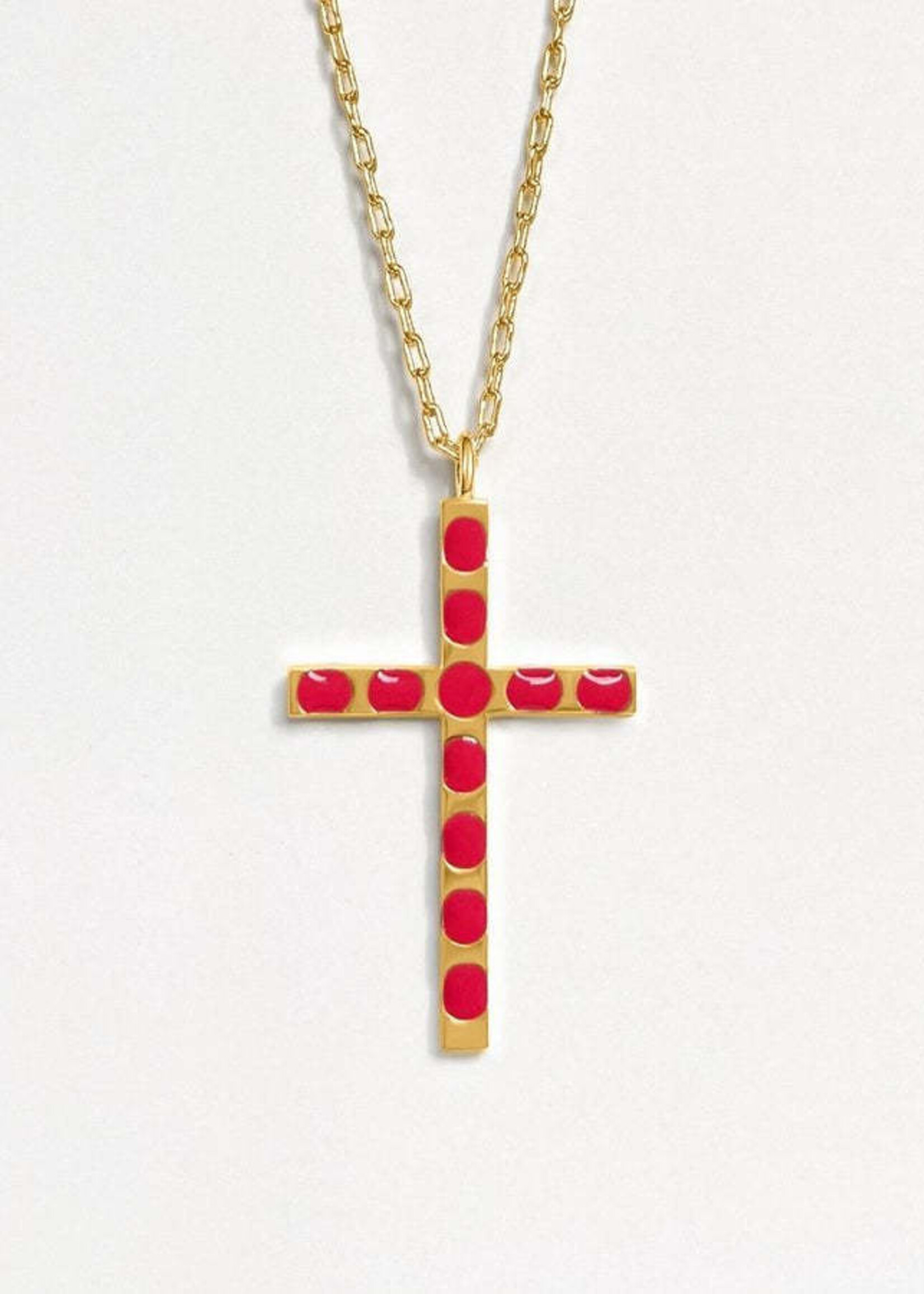 Fortune & Frame C1 Cross Pendant (Pink)- Gold