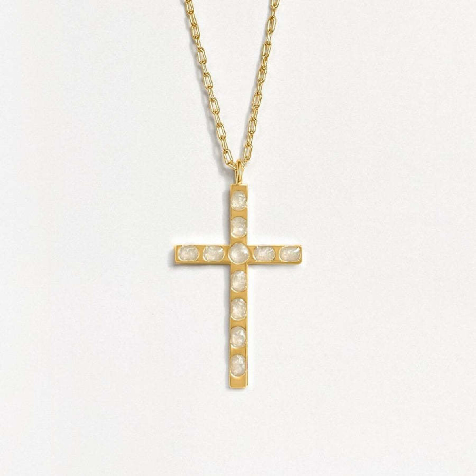 Fortune & Frame C1 Cross Pendant (Pearl)- Gold