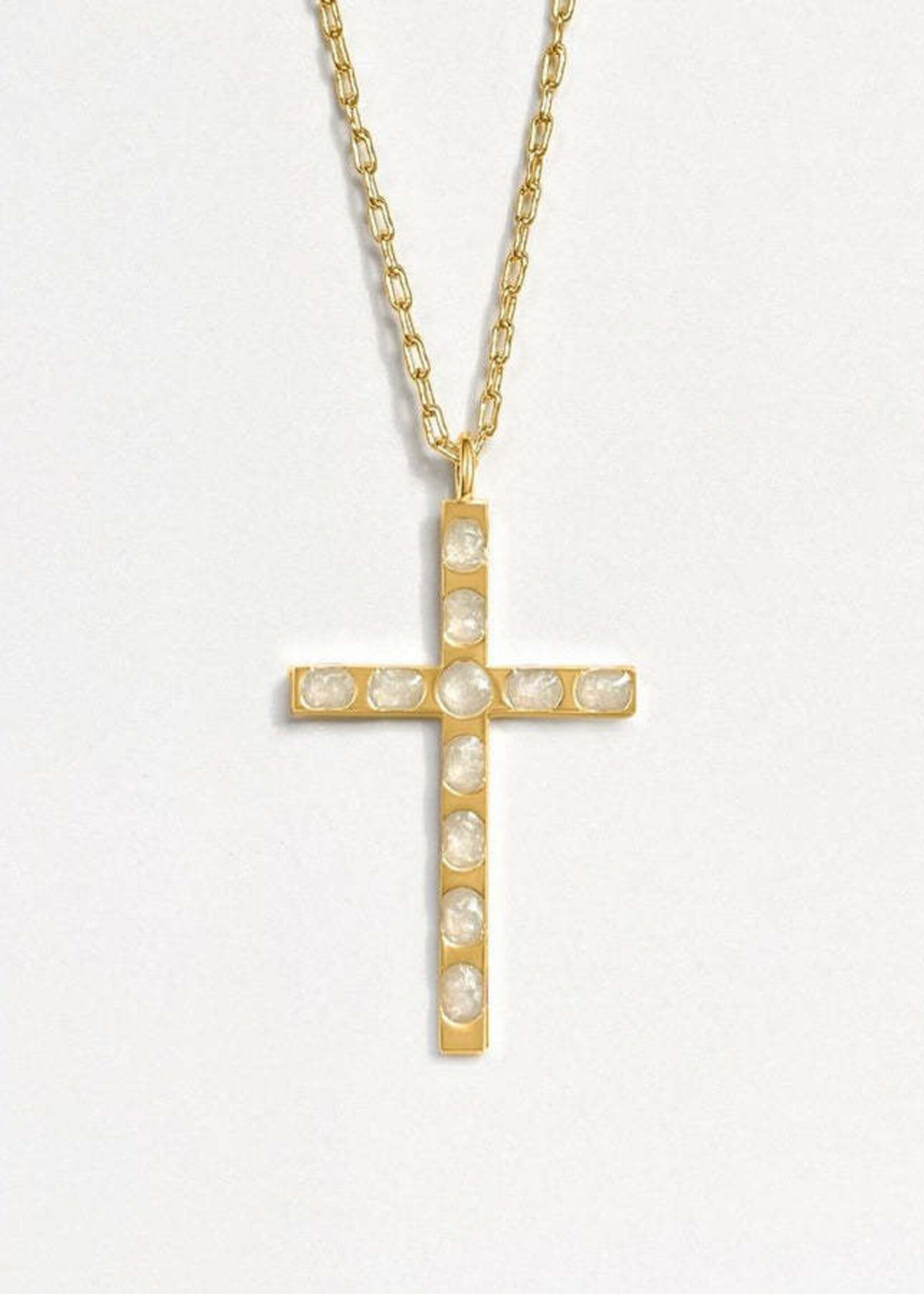 Fortune & Frame C1 Cross Pendant (Pearl)- Gold
