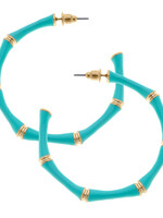 Canvas CELESTE ENAMEL BAMBOO HOOP EARRINGS AQUA
