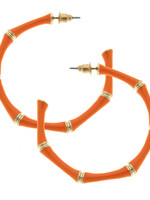 Canvas CELESTE ENAMEL BAMBOO HOOP EARRINGS ORANGE