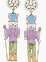 Canvas Easter Nutcracker Bunny Enamel Earrings