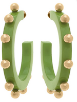 Canvas Kelley Studded Hoop Earrings, Lime Green