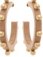 Canvas Kelley Studded Hoop Earrings, Tan