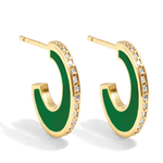 Splendid Iris Small Pave Hoop - Green