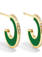 Splendid Iris Small Pave Hoop - Green