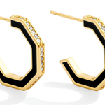 Splendid Iris Hexagon Earrings w/ Pave - Black