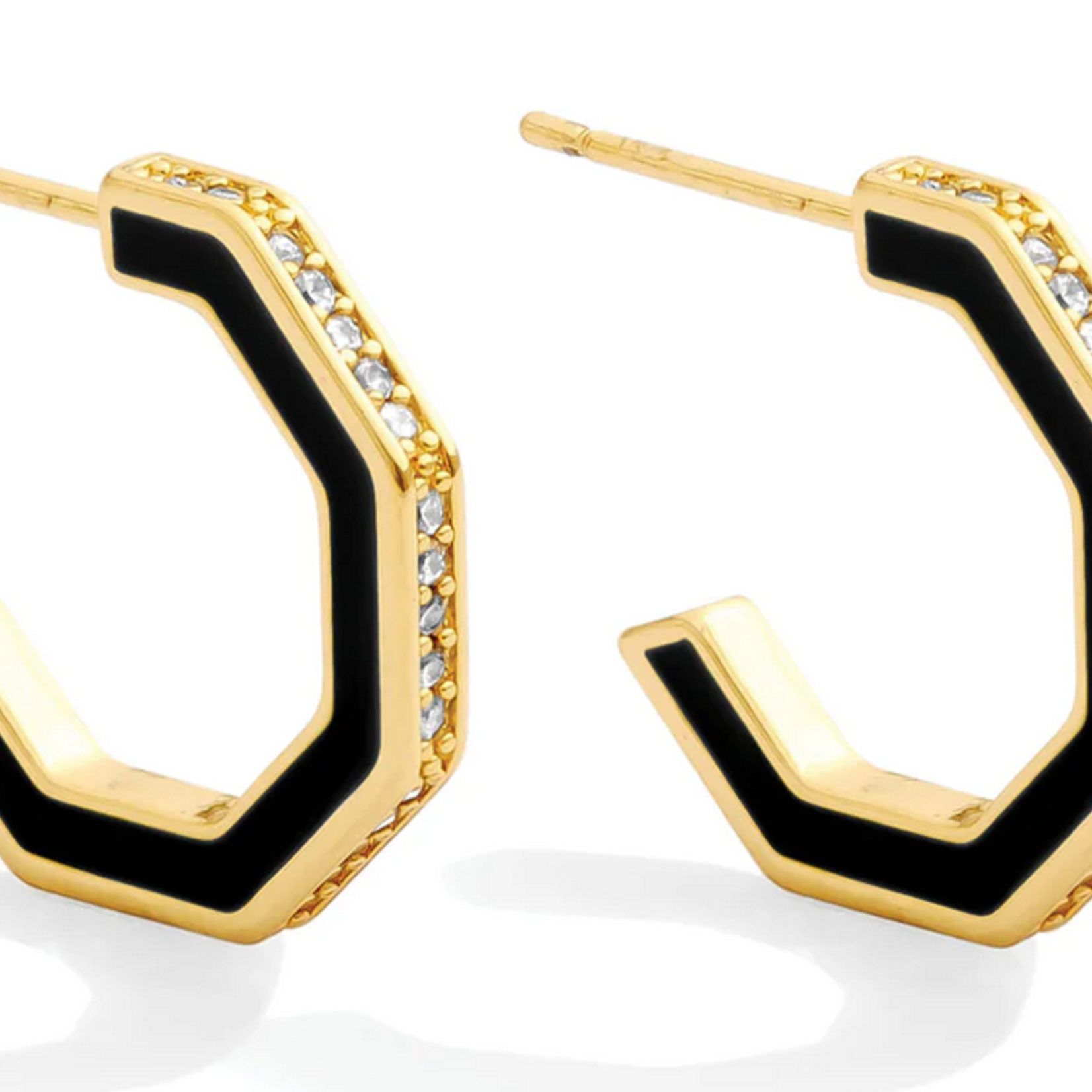 Splendid Iris Hexagon Earrings w/ Pave - Black