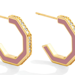 Splendid Iris Hexagon Earrings w/ Pave - Rose