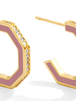 Splendid Iris Hexagon Earrings w/ Pave - Rose