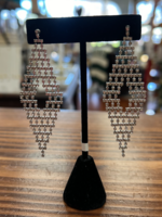 Marlyn Schiff Silver/Clear Knitted Diamond Crystal Drop Earrings