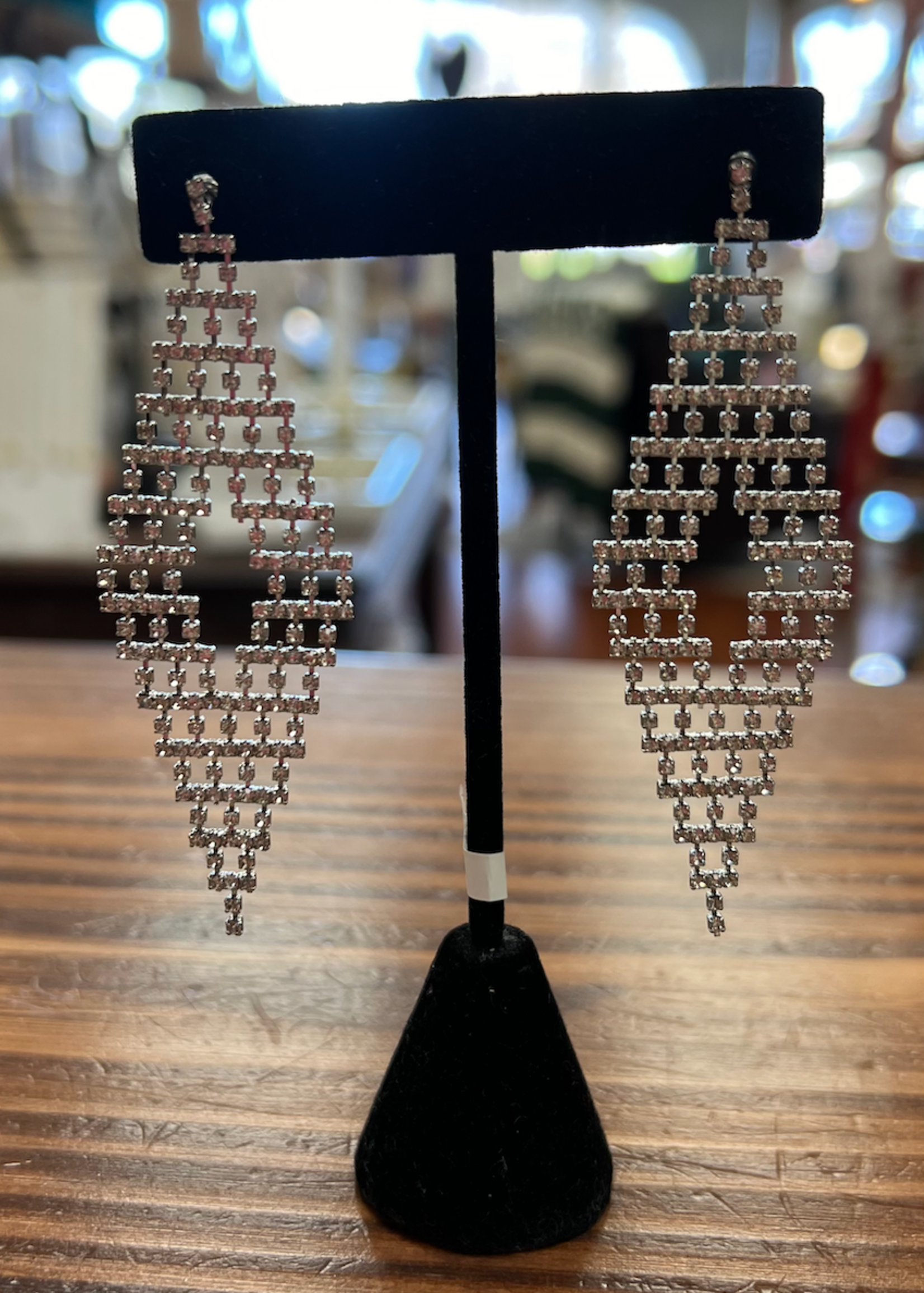 Marlyn Schiff Silver/Clear Knitted Diamond Crystal Drop Earrings