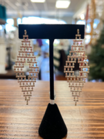 Marlyn Schiff Gold/Clear Knitted Diamond Crystal Drop Earrings