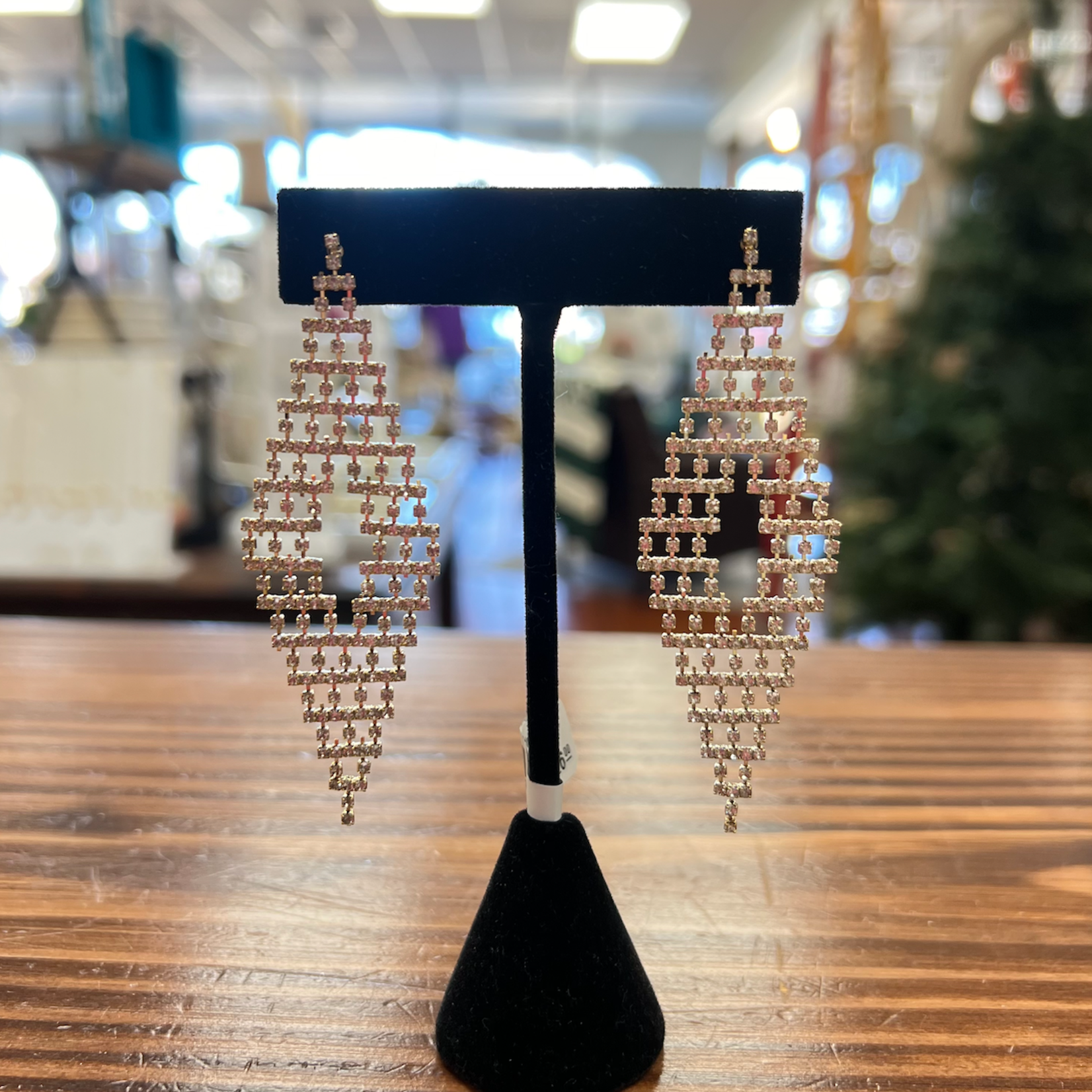 Marlyn Schiff Gold/Clear Knitted Diamond Crystal Drop Earrings