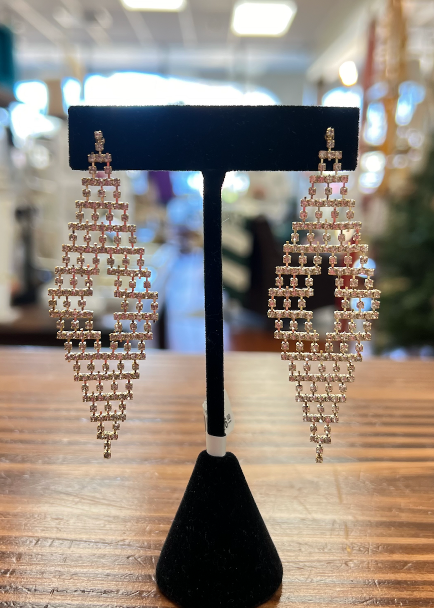 Marlyn Schiff Gold/Clear Knitted Diamond Crystal Drop Earrings
