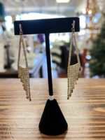 Marlyn Schiff Gold-Triangle Fringe Drop Crystal Earrings