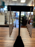 Marlyn Schiff Silver-Triangle Fringe Drop Crystal Earrings