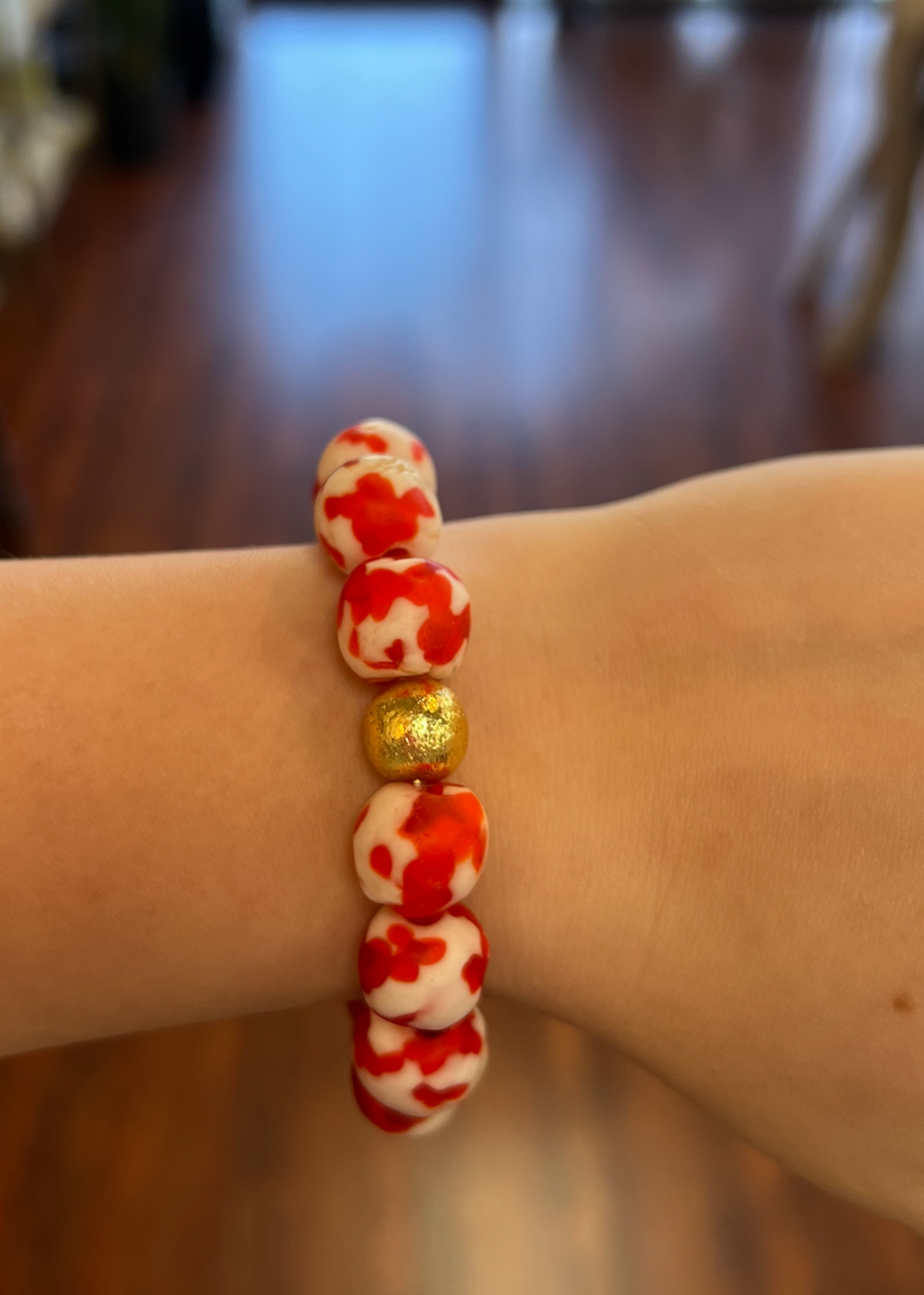 Coastal Grit Seascape Speckled Red Gold Ball