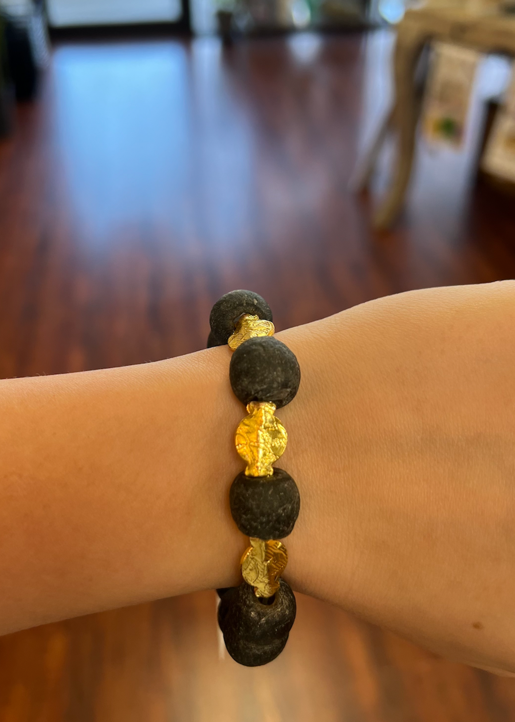 Coastal Grit Sea Glass Collection Black Matte- Gold Nugget