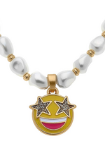 Canvas Smiley Face Children's Necklace, Yellow