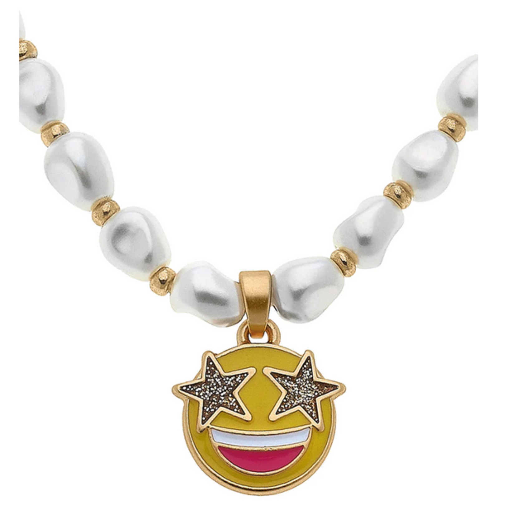 Canvas Smiley Face Children's Necklace, Yellow