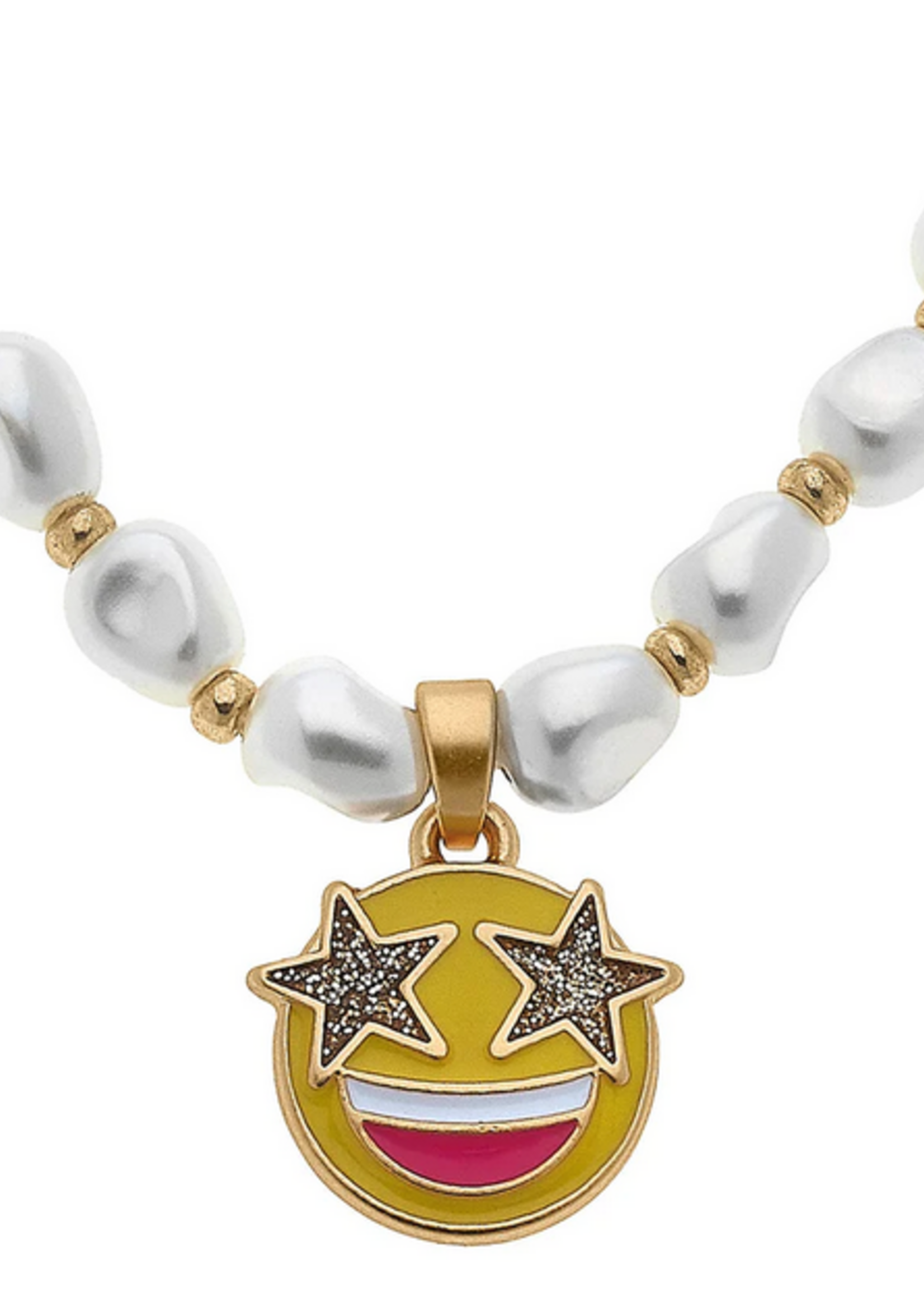 Canvas Smiley Face Children's Necklace, Yellow