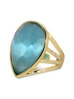 Splendid Iris Teardrop Faceted Stone Ring - Aqua