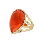 Splendid Iris Teardrop Faceted Stone Ring - Coral
