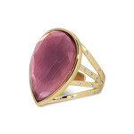 Splendid Iris Teardrop Faceted Stone Ring - Lavender