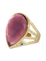 Splendid Iris Teardrop Faceted Stone Ring - Lavender