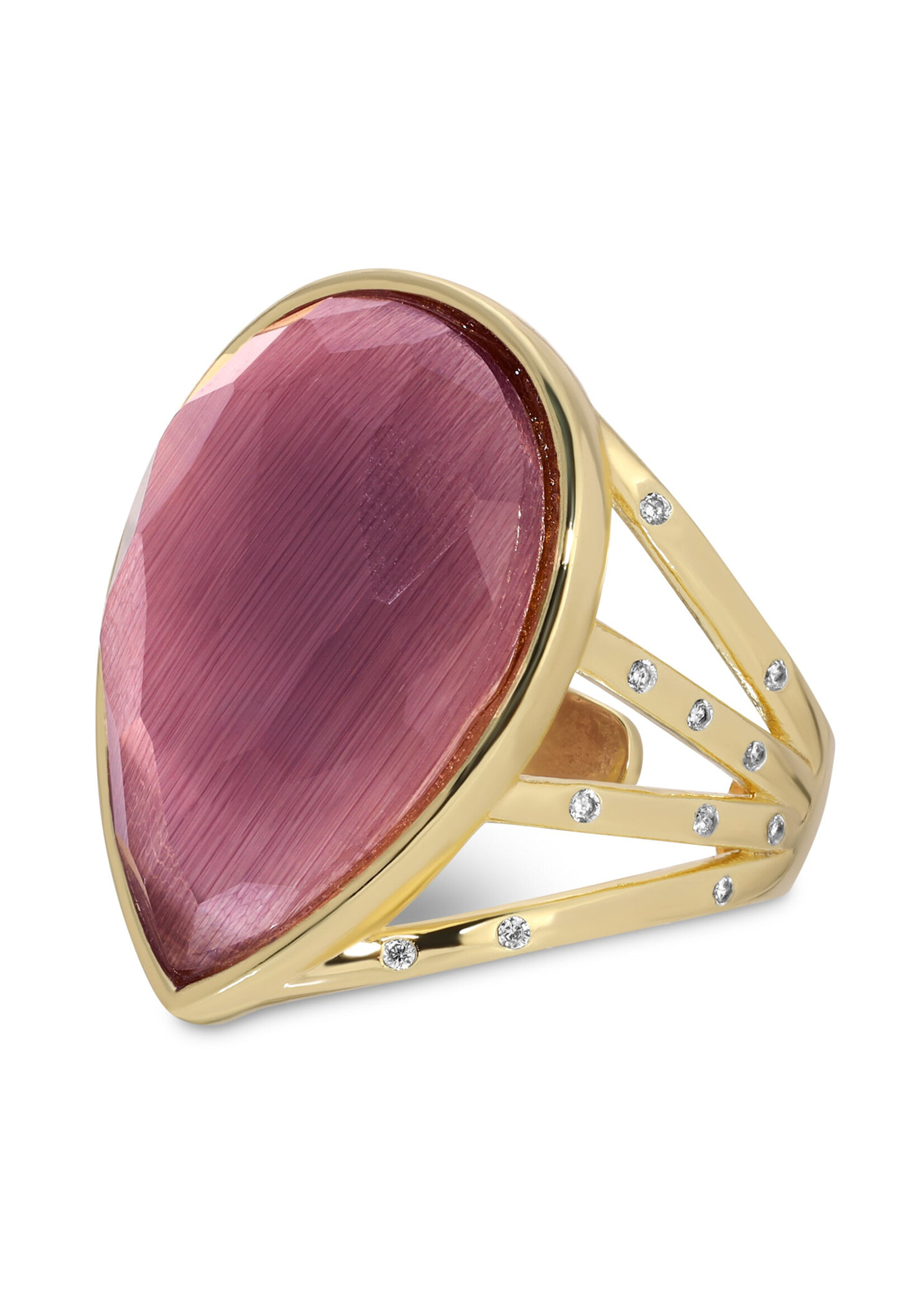Splendid Iris Teardrop Faceted Stone Ring - Lavender