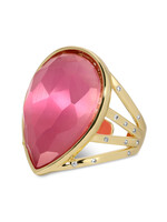 Splendid Iris Teardrop Faceted Stone Ring - Pink