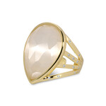 Splendid Iris Teardrop Faceted Stone Ring - White