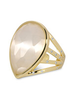 Splendid Iris Teardrop Faceted Stone Ring - White